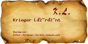 Krieger Lóránt névjegykártya